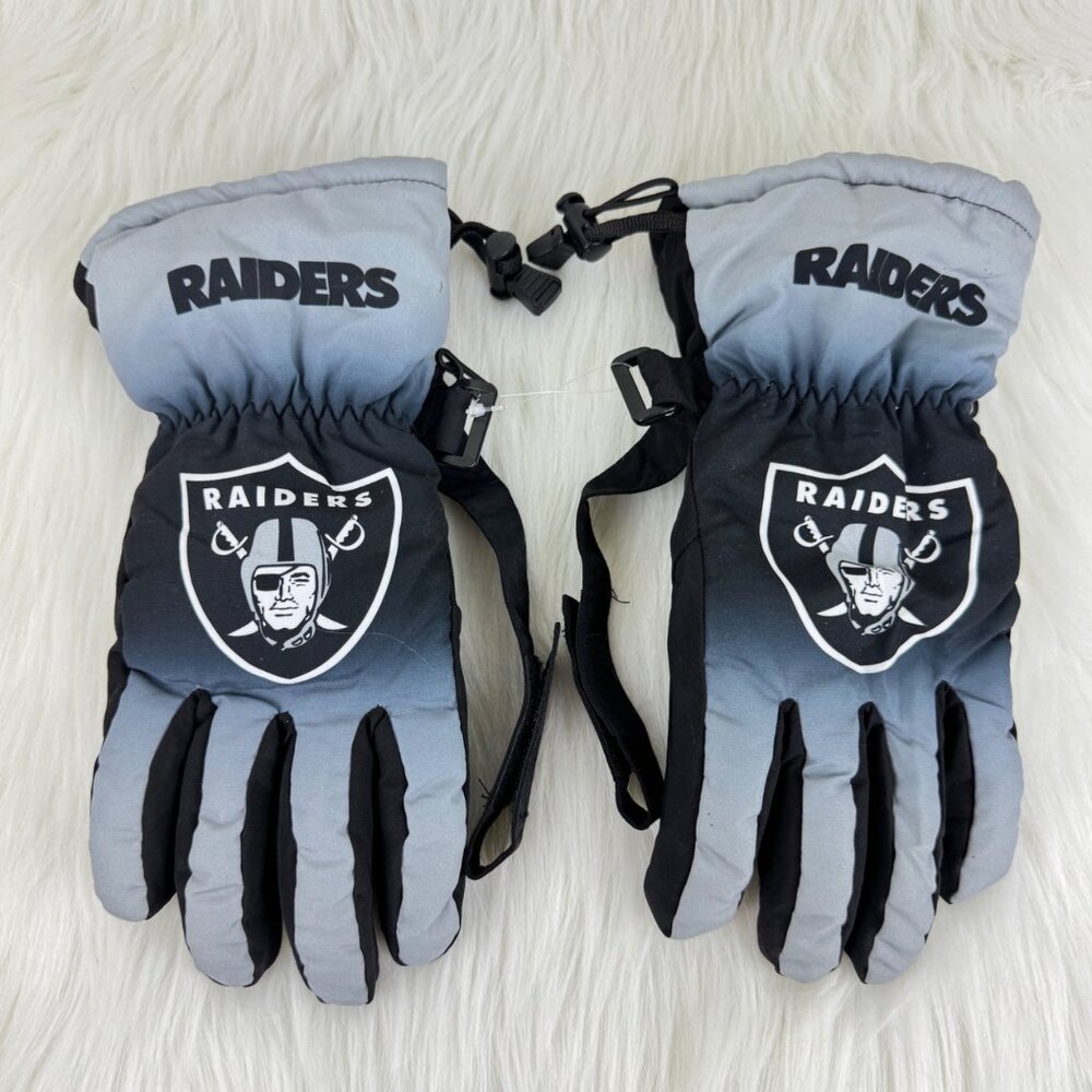 NFL Las Vegas Raiders Gradient Big Logo Insulated Gloves Sz S/M Adjustable Strap